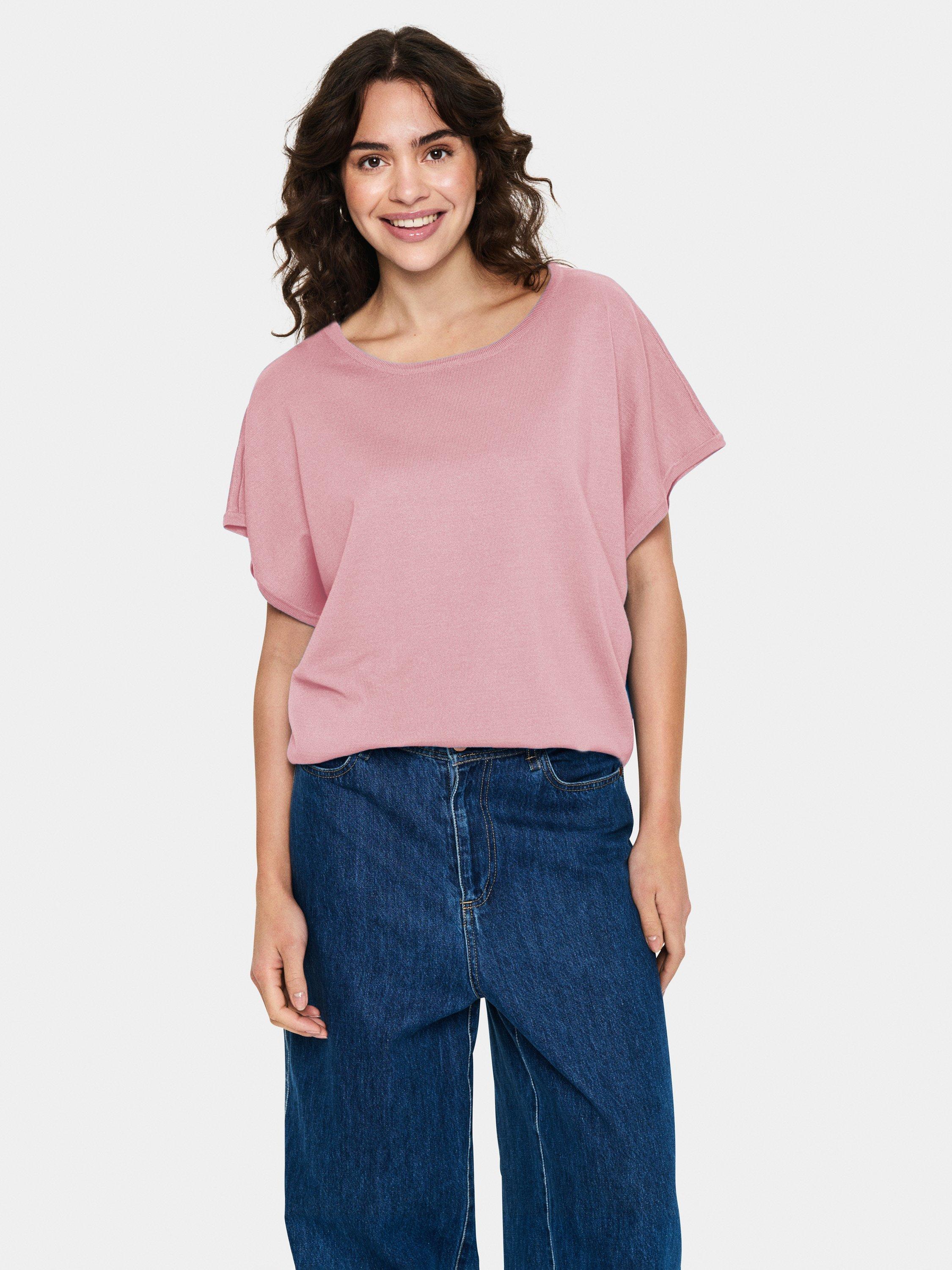 Product image 1 of 6, which shows Saint Tropez Mila Short Sleeve Jumper, Pink Nectar, XS