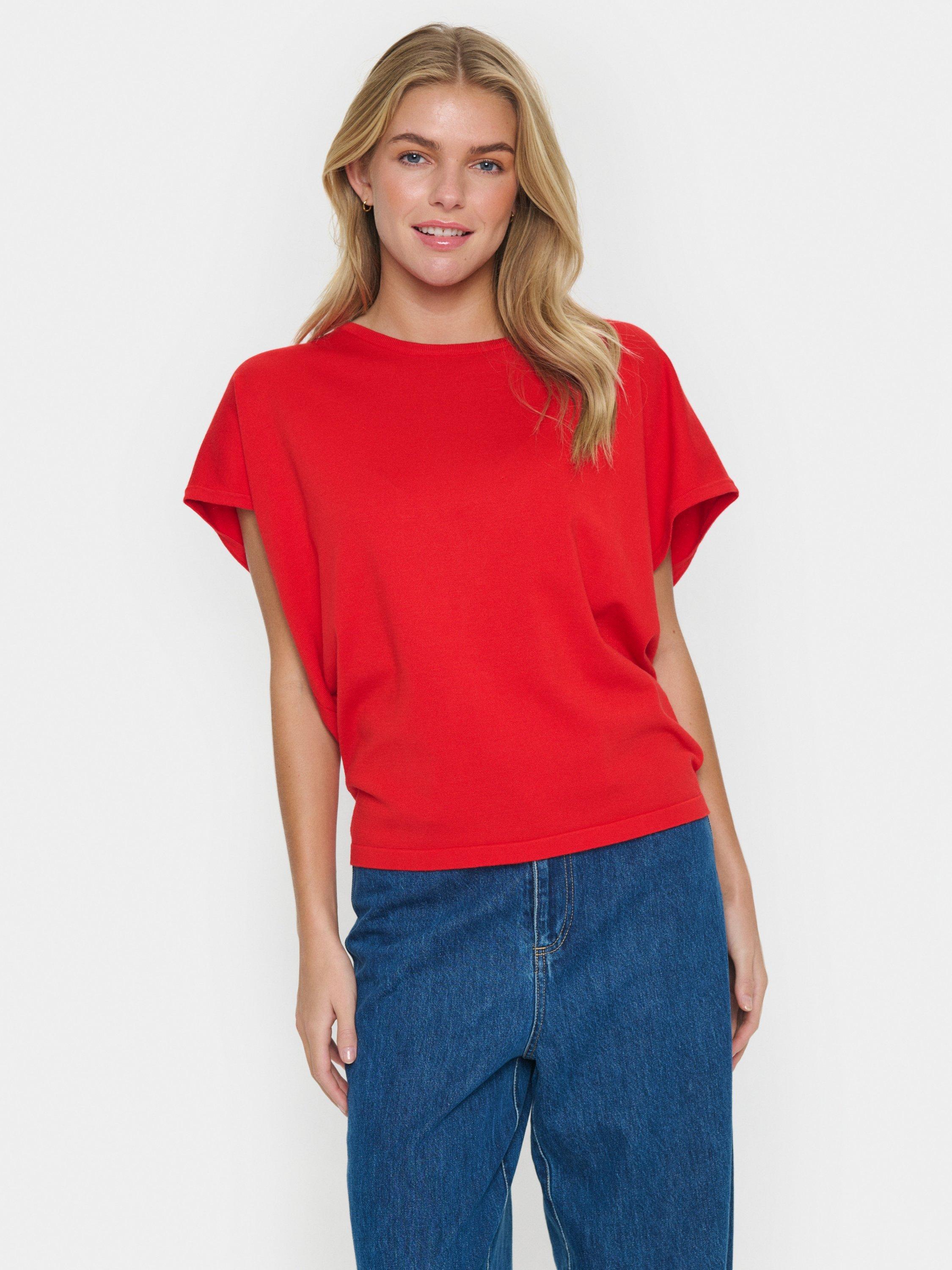 Product image 1 of 6, which shows Saint Tropez Mila Short Sleeve Jumper, Flame Scarlet, XS