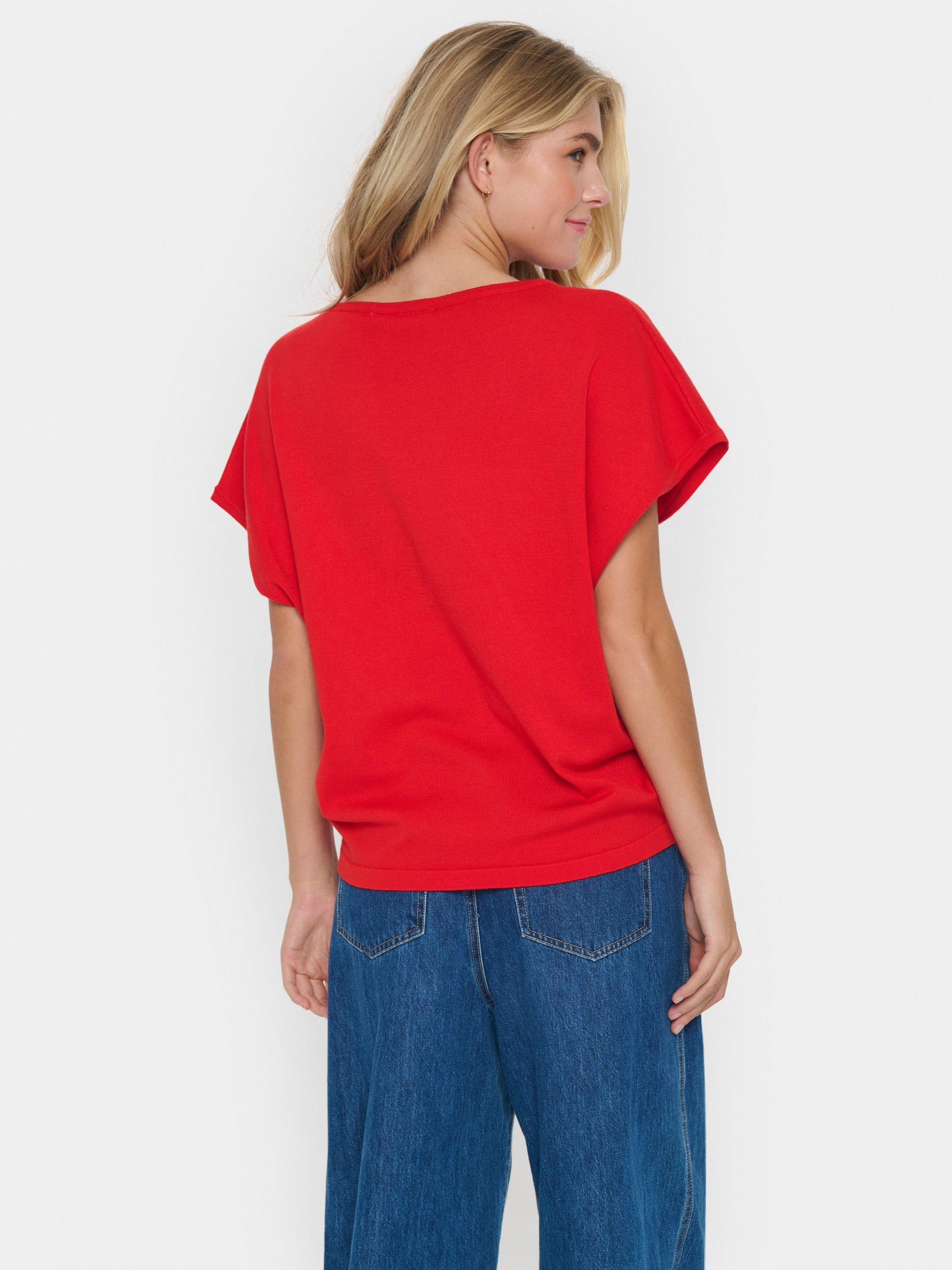 Product image 2 of 6, which shows Saint Tropez Mila Short Sleeve Jumper, Flame Scarlet, XS