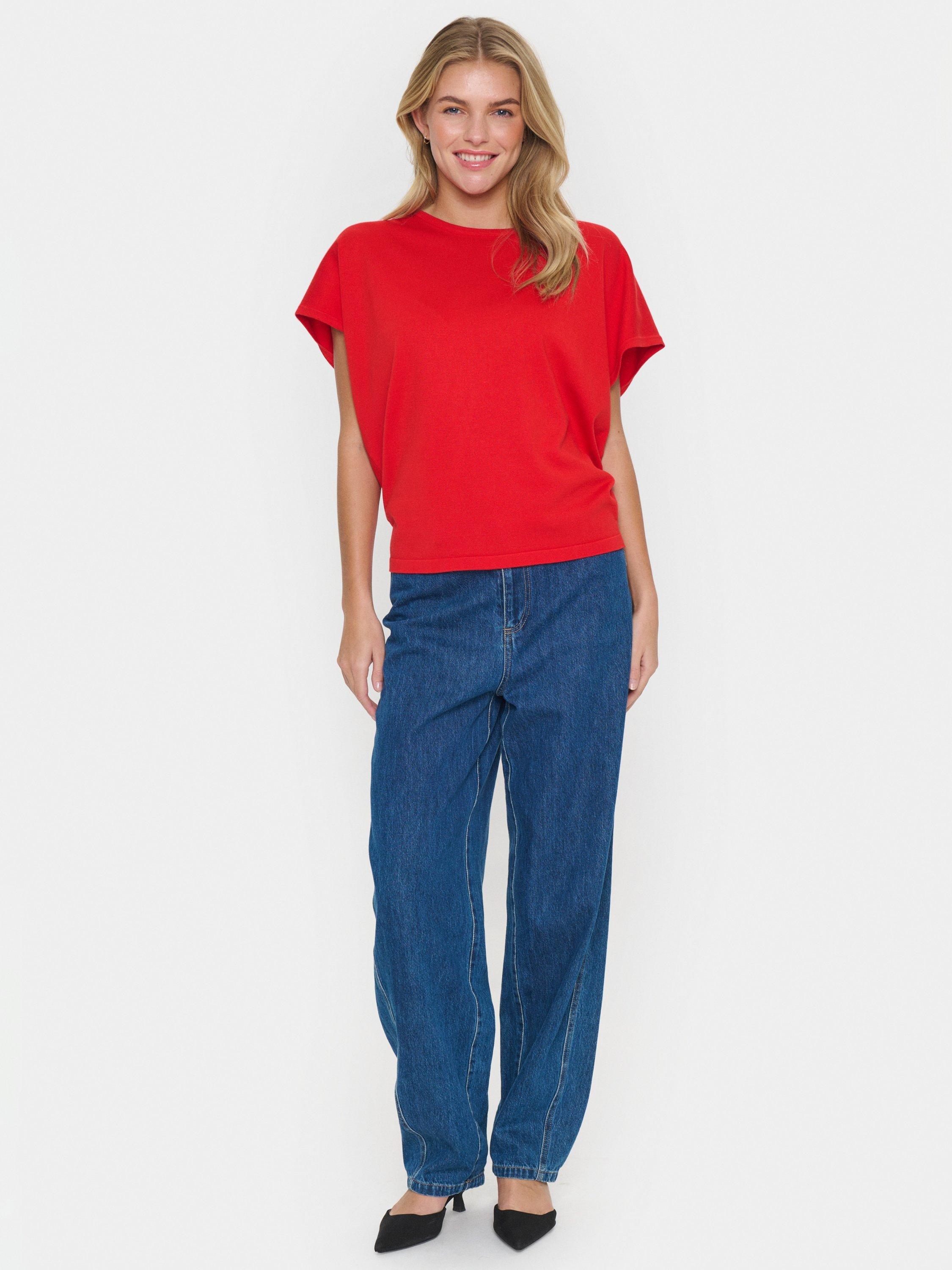 Product image 3 of 6, which shows Saint Tropez Mila Short Sleeve Jumper, Flame Scarlet, XS