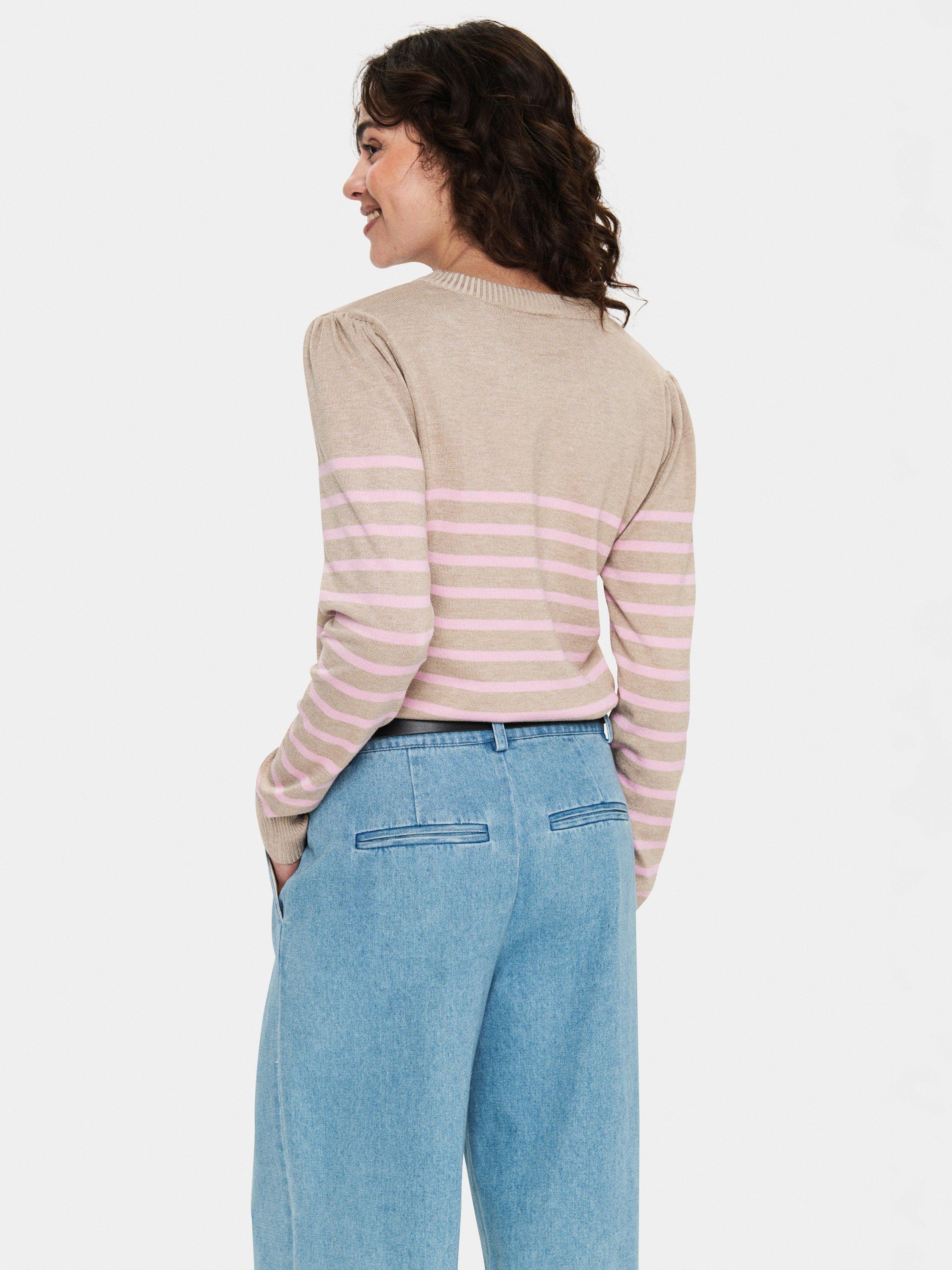 Product image 2 of 6, which shows Saint Tropez Mila Stripe Jumper, Taupe Pink, L