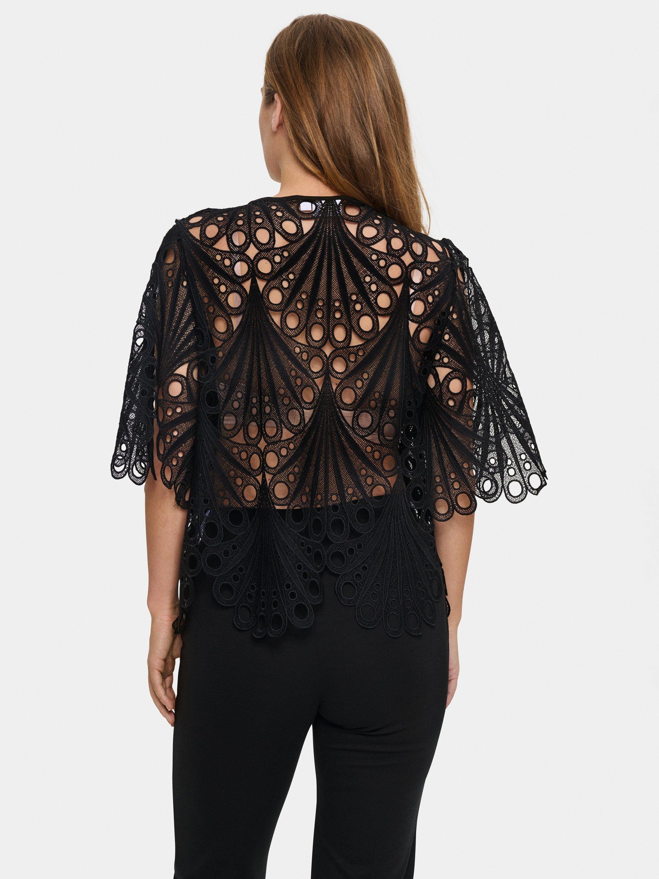 Product image 2 of 4, which shows Saint Tropez Jilianna Chunky Lace Top, Black, XS