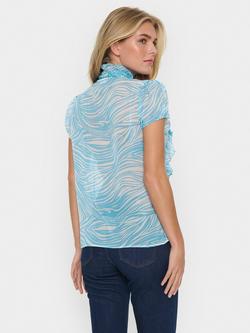 Saint Tropez Lilja Crinkle Frill Shirt, Blue - view 2, Blue