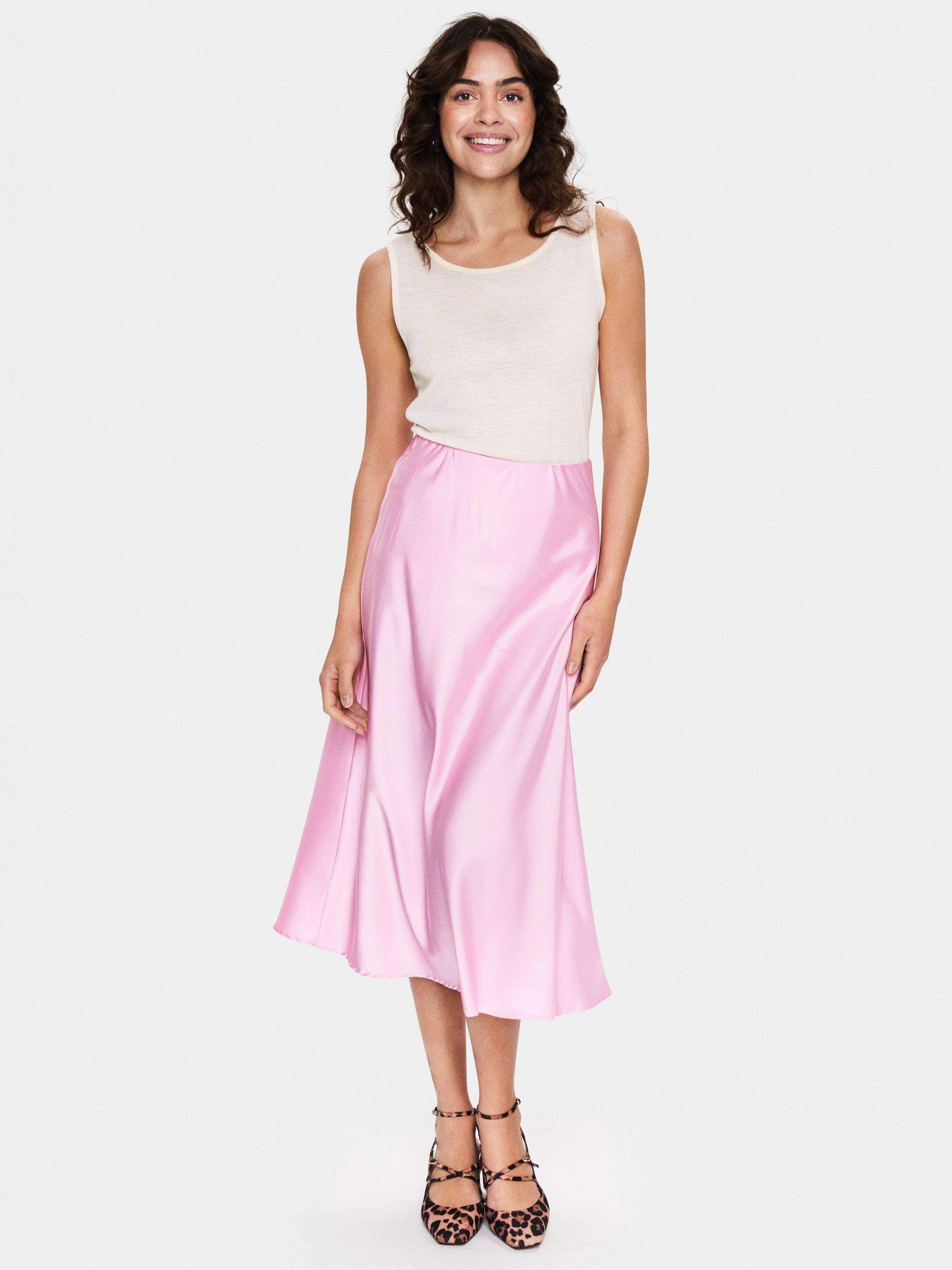 Product image 3 of 6, which shows Saint Tropez Disa Satin Midi Skirt, Bonbon, XS