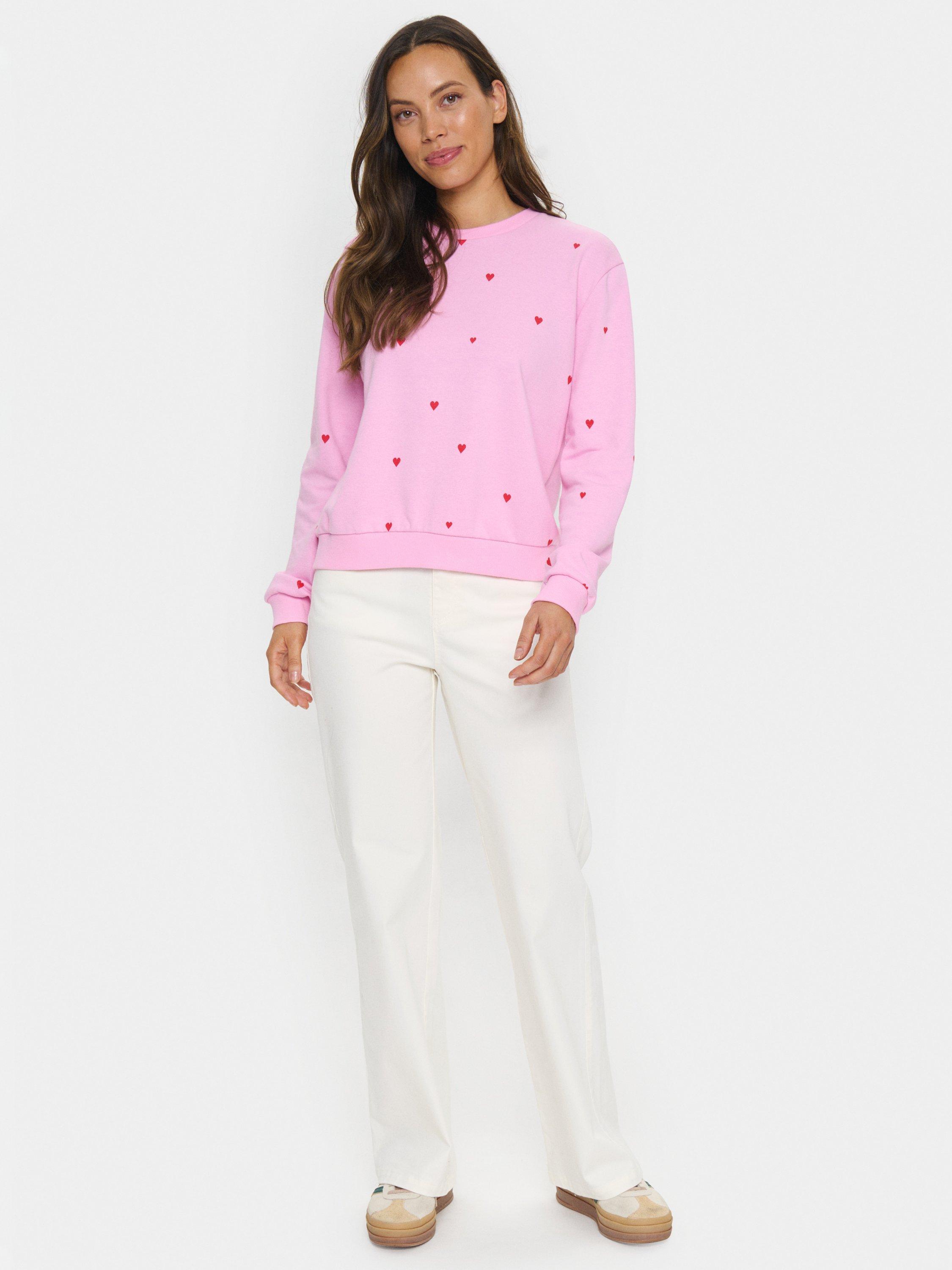 Product image 3 of 6, which shows Saint Tropez Dagna Heart Sweatshirt, Pink, XS