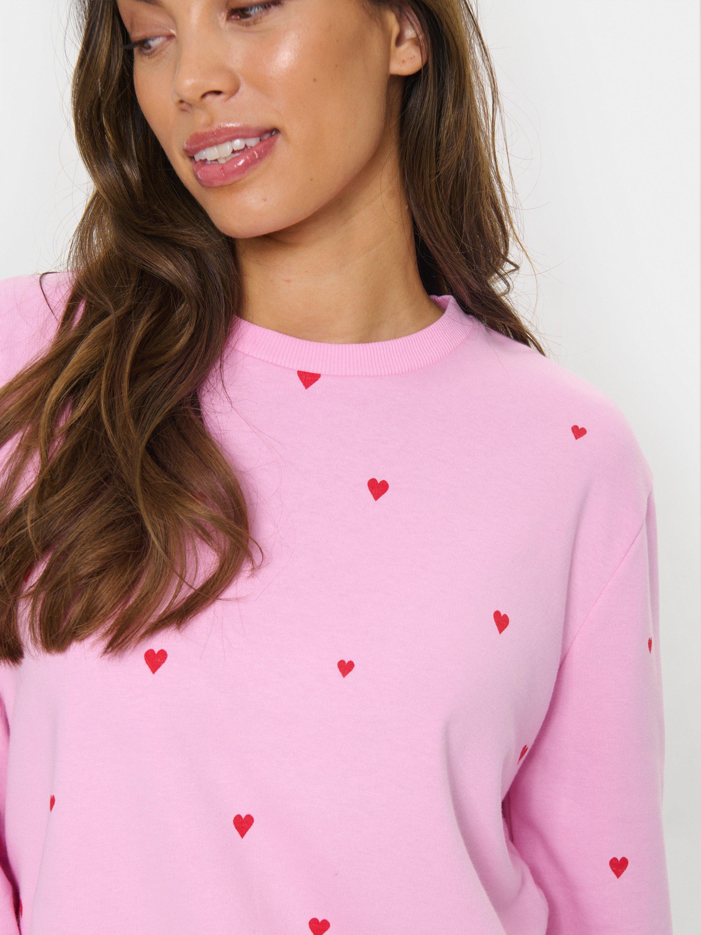 Product image 4 of 6, which shows Saint Tropez Dagna Heart Sweatshirt, Pink, XS