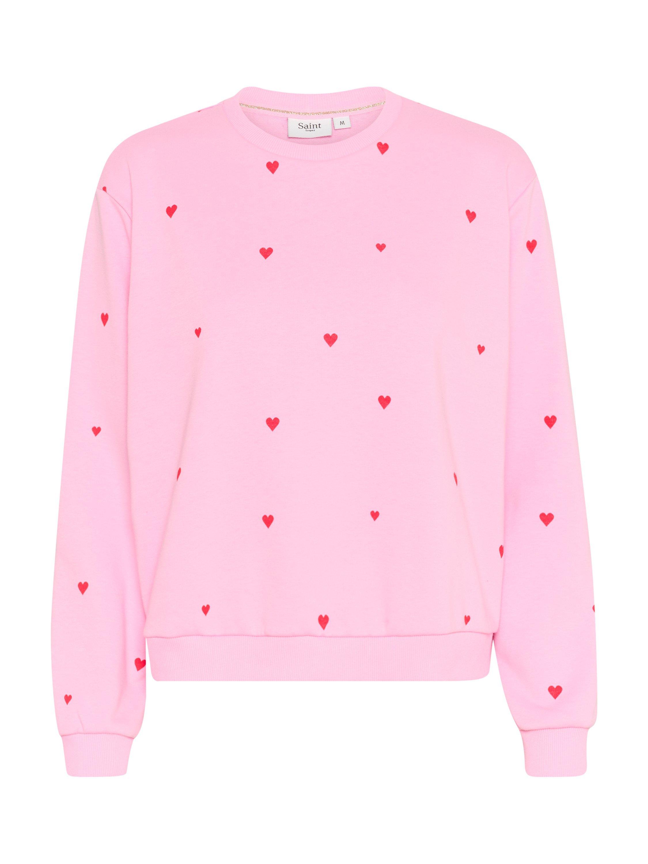 Product image 5 of 6, which shows Saint Tropez Dagna Heart Sweatshirt, Pink, XS