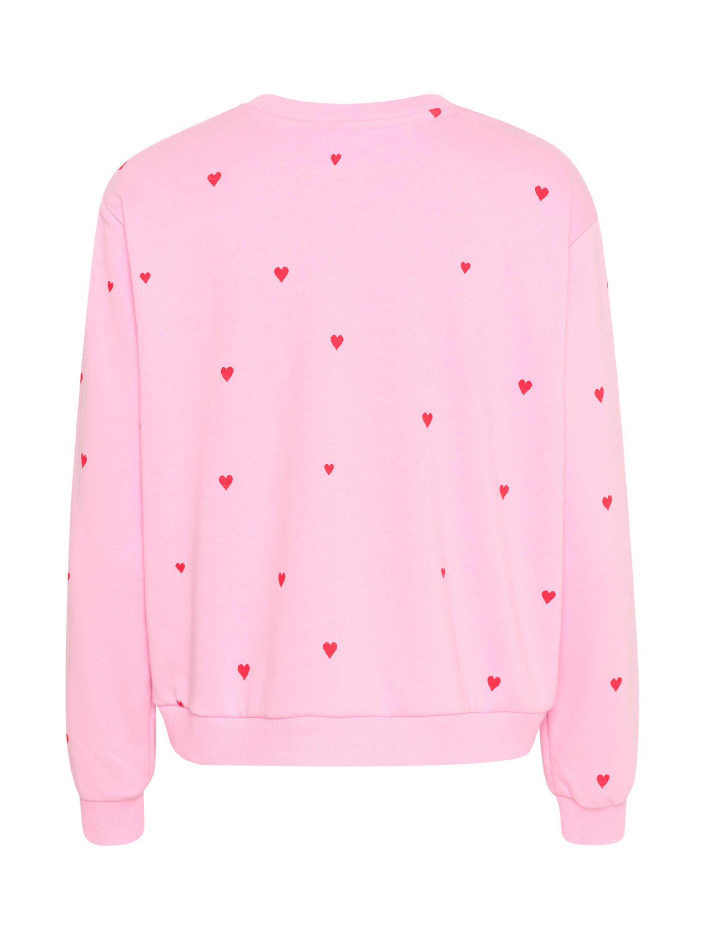 Product image 6 of 6, which shows Saint Tropez Dagna Heart Sweatshirt, Pink, XS