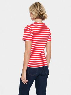 Saint Tropez Aster Stripe Organic Cotton Rich T-Shirt, Flame/White - view 2, Flame/White