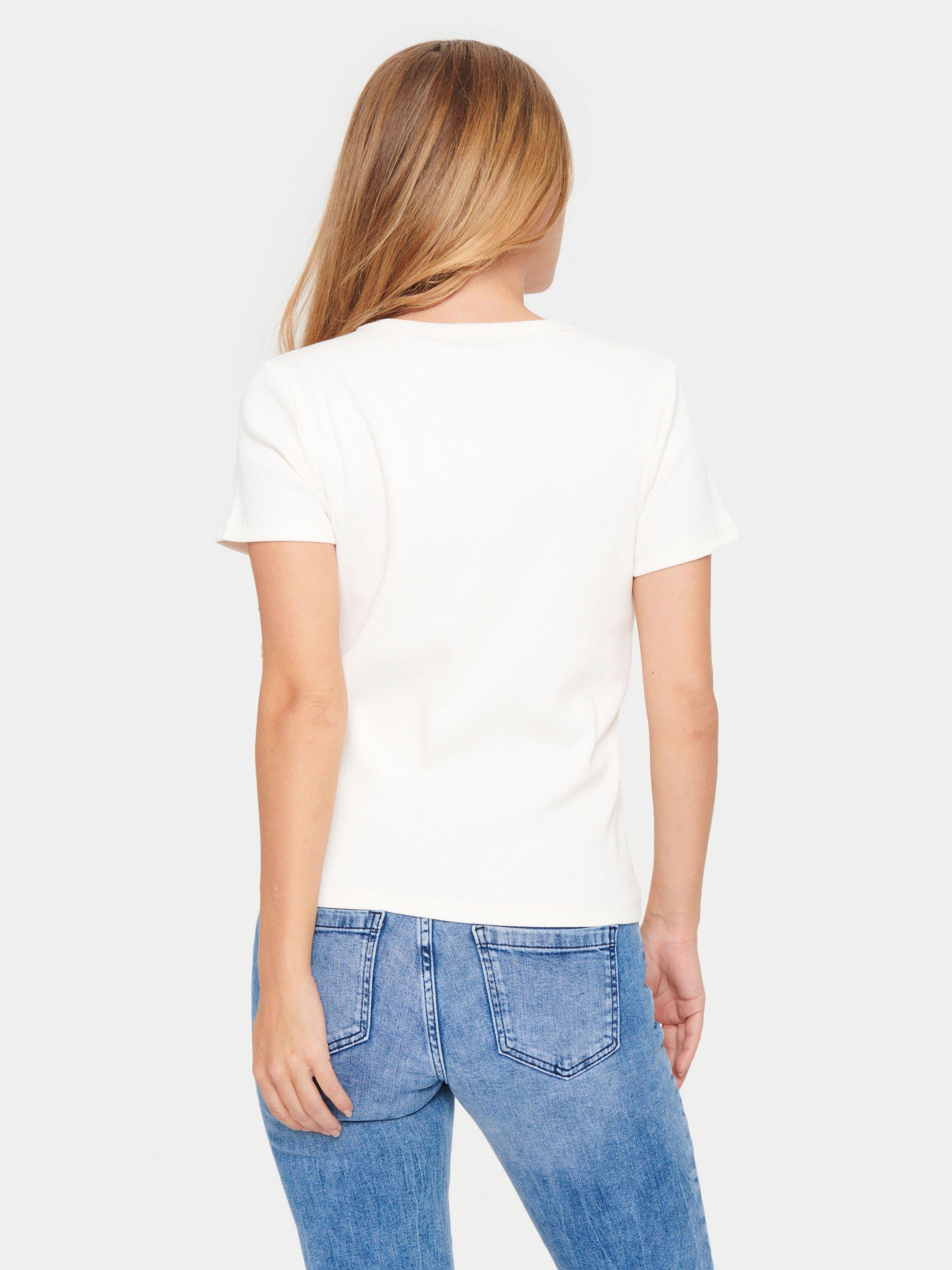 Product image 2 of 6, which shows Saint Tropez Aster Organic Cotton Rich T-Shirt, Bright White, XS