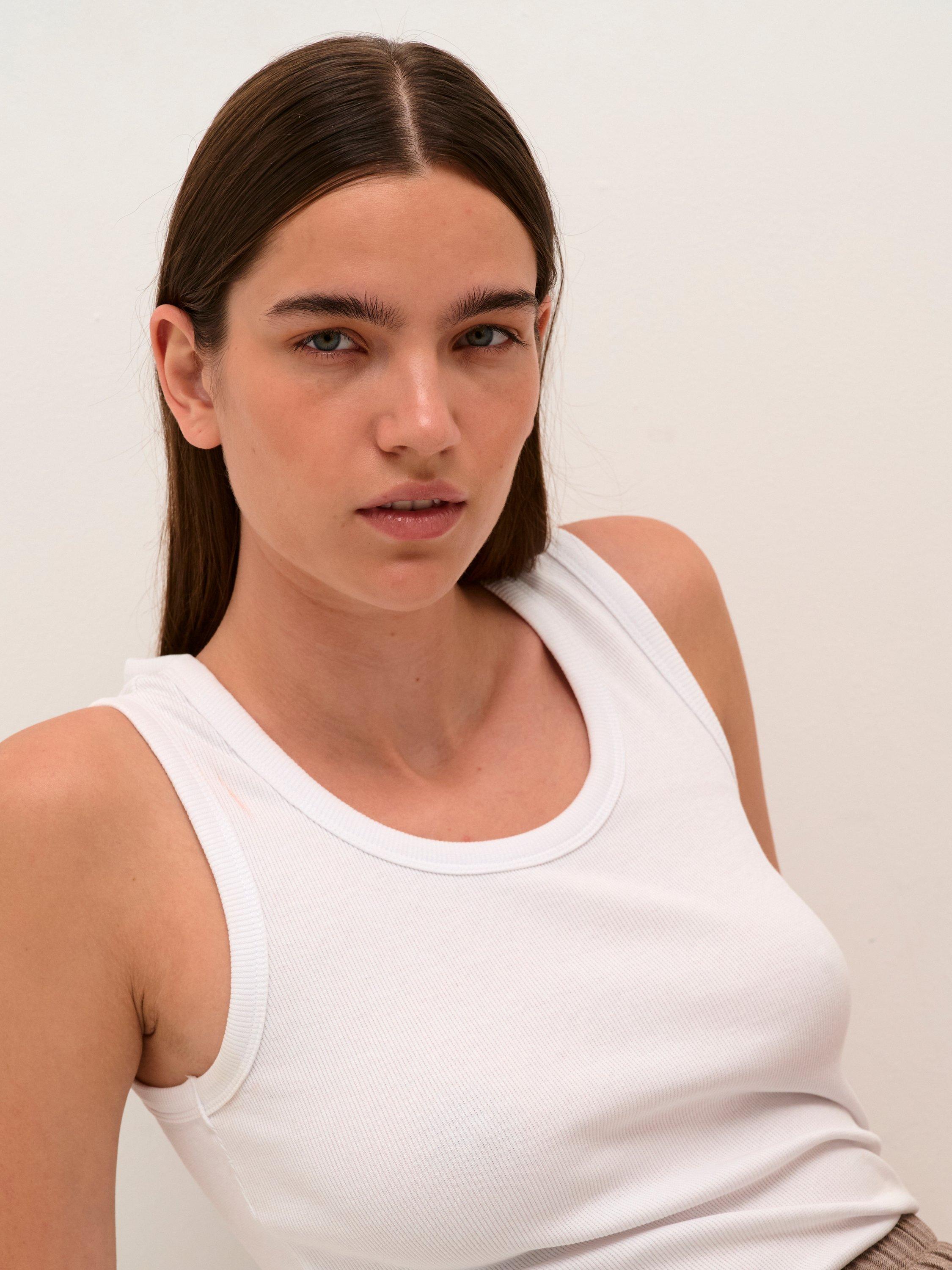 Product image 4 of 6, which shows Saint Tropez Aster Organic Cotton Rich Tank Top, Bright White, XS