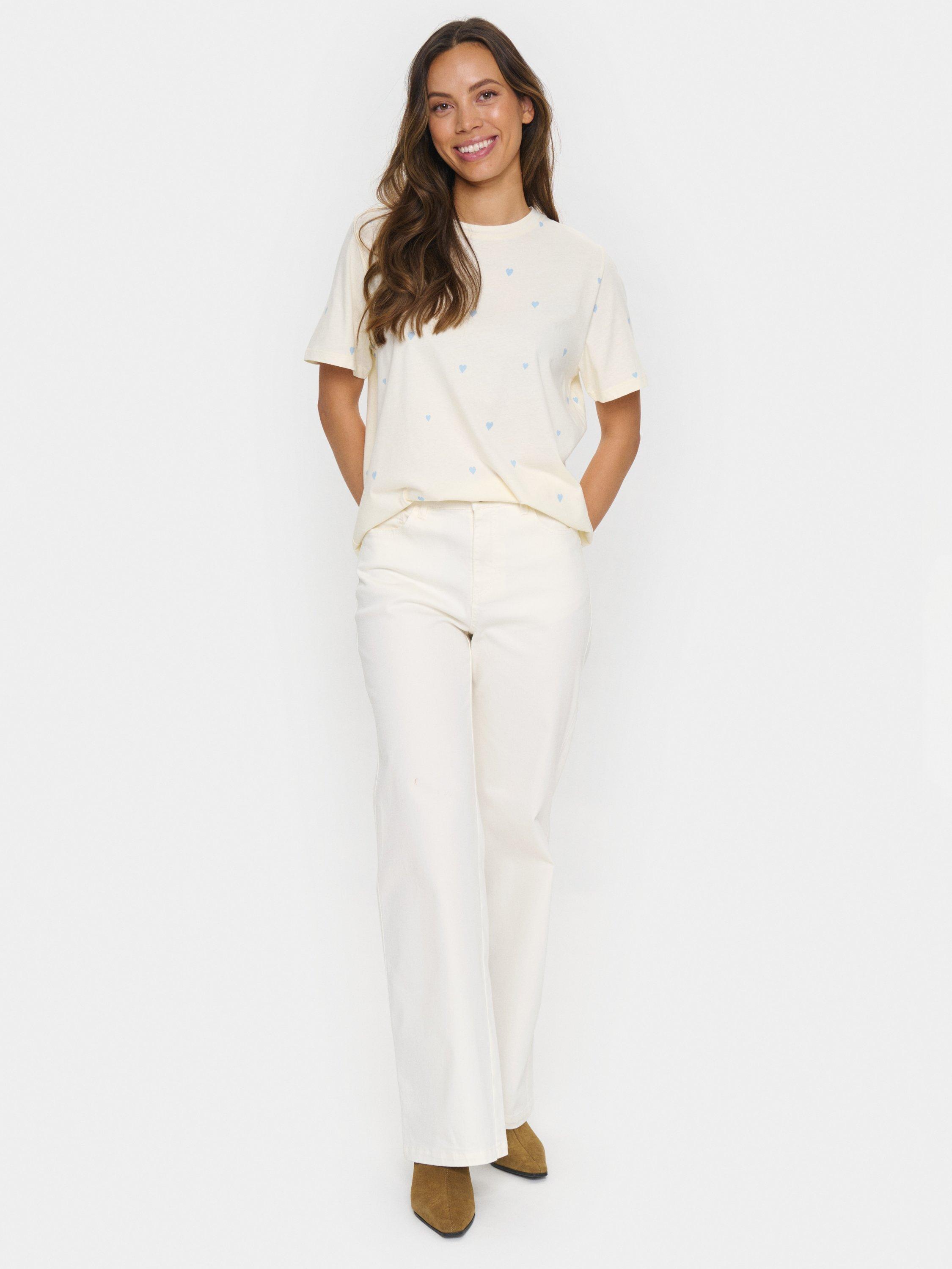 Product image 3 of 6, which shows Saint Tropez Dagni Heart T-Shirt, White, XS
