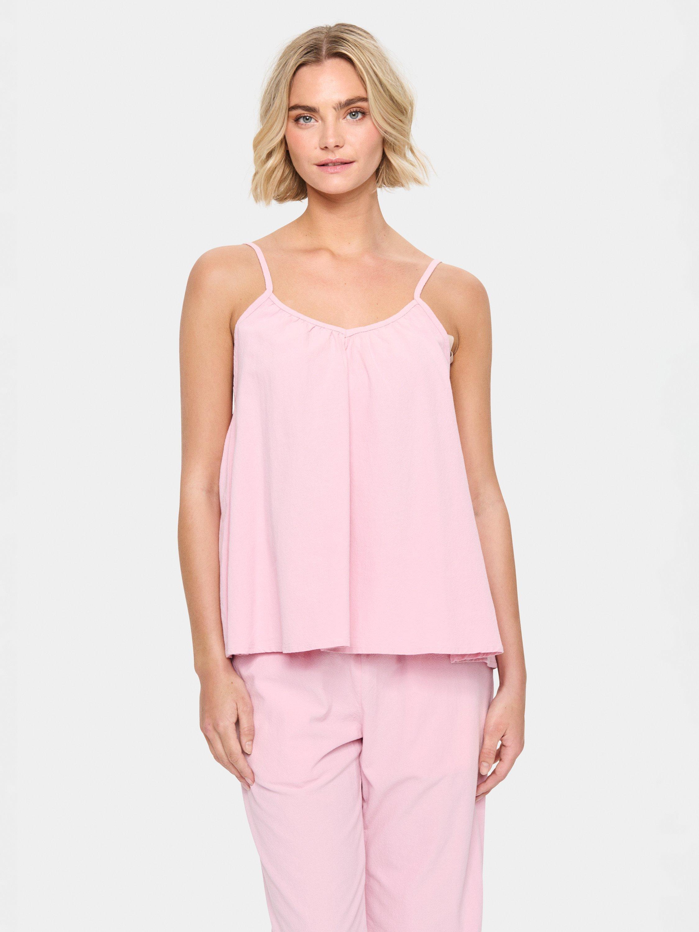 Product image 1 of 6, which shows Saint Tropez ZalindaSZ Cotton V-Neck Strap Top, Mid Pink, XS