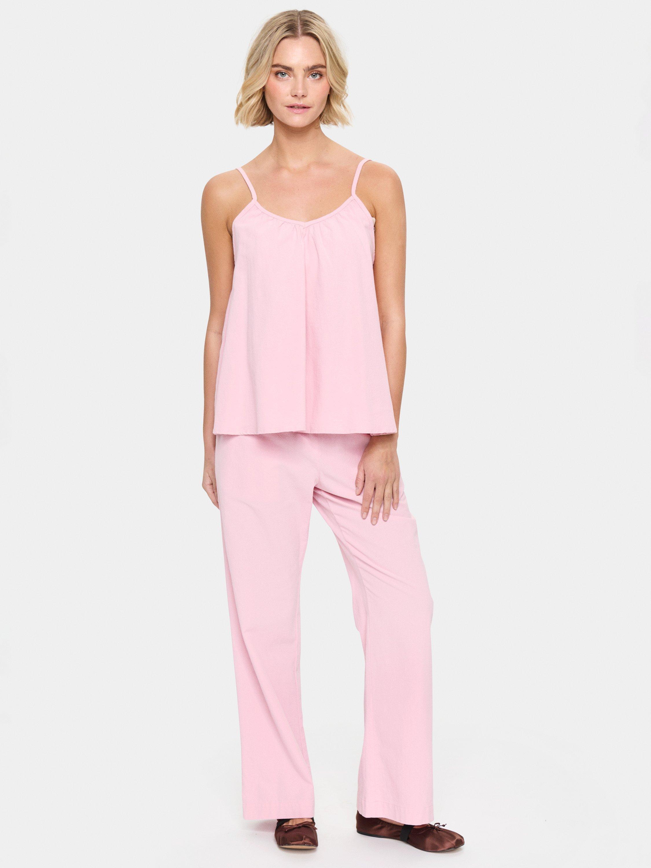 Product image 3 of 6, which shows Saint Tropez ZalindaSZ Cotton V-Neck Strap Top, Mid Pink, XS
