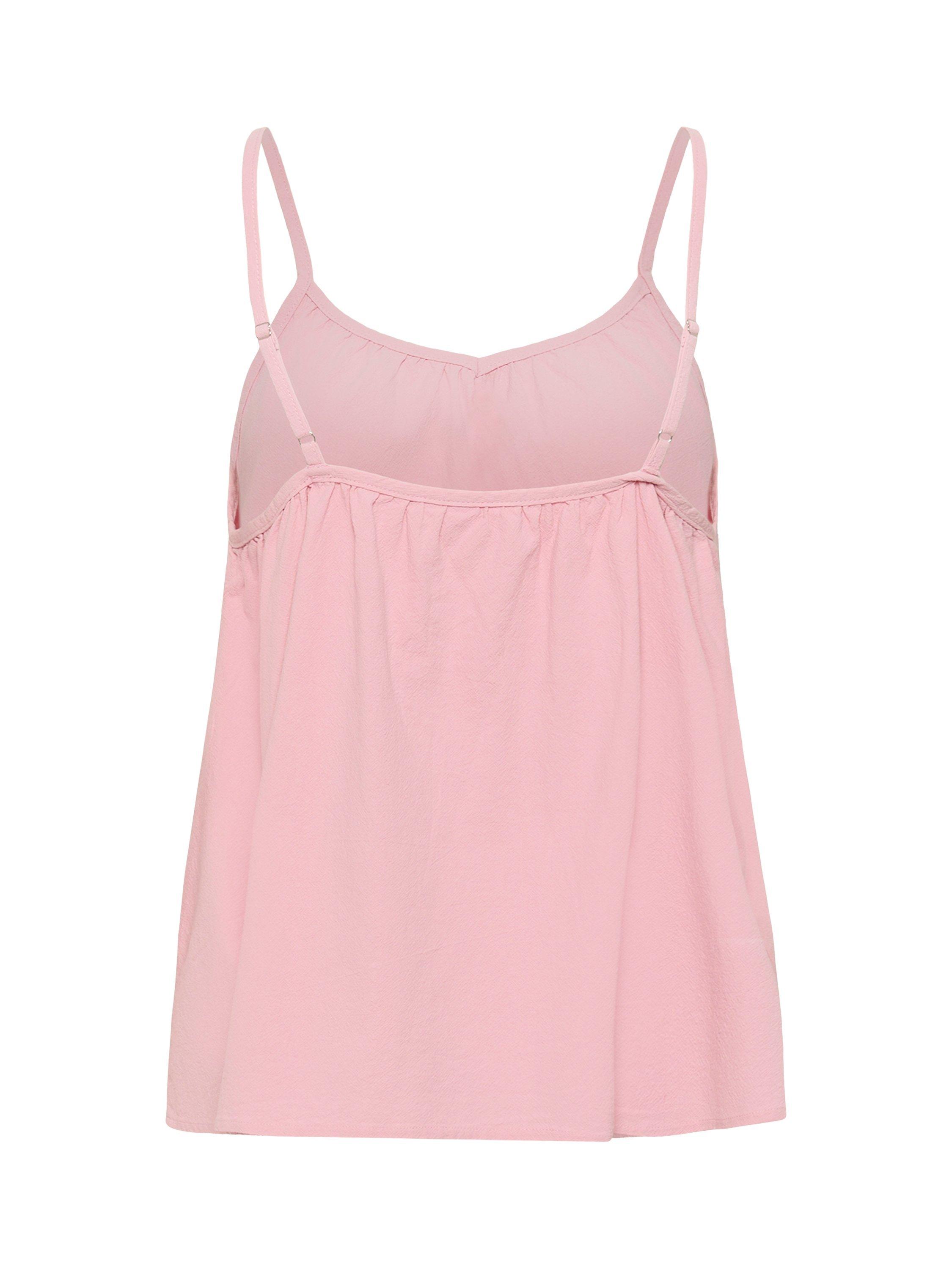 Product image 6 of 6, which shows Saint Tropez ZalindaSZ Cotton V-Neck Strap Top, Mid Pink, XS