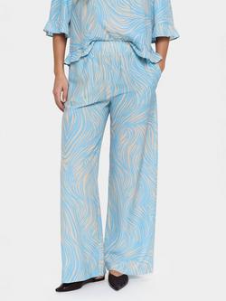 Saint Tropez Jessica Abstract Stripe Trousers, Blue, Blue