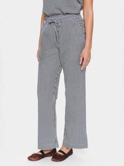 Saint Tropez ZalindaSZ High-Waisted Cotton Stripe Trousers, Blue/Multi