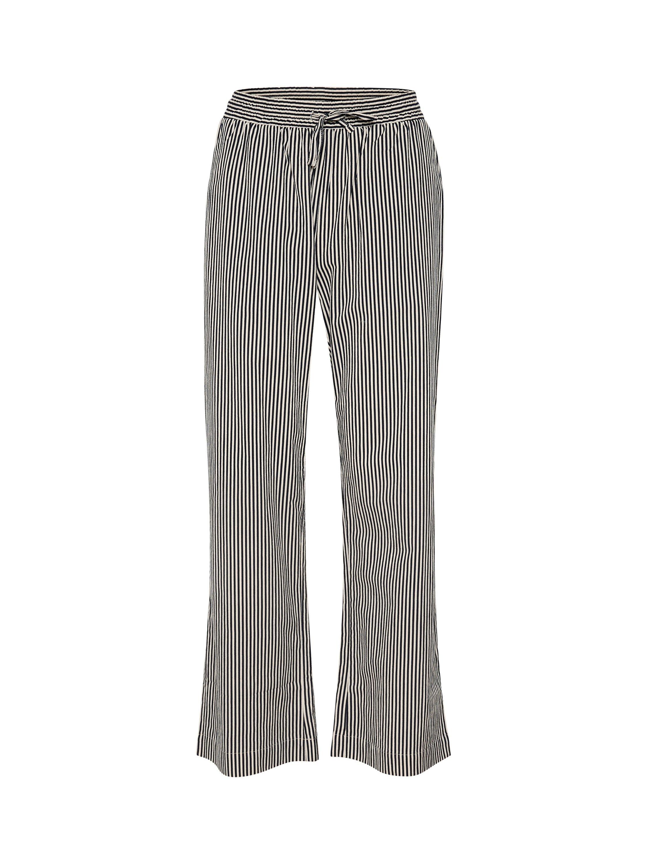 Product image 5 of 6, which shows Saint Tropez ZalindaSZ High-Waisted Cotton Stripe Trousers, Blue/Multi, S