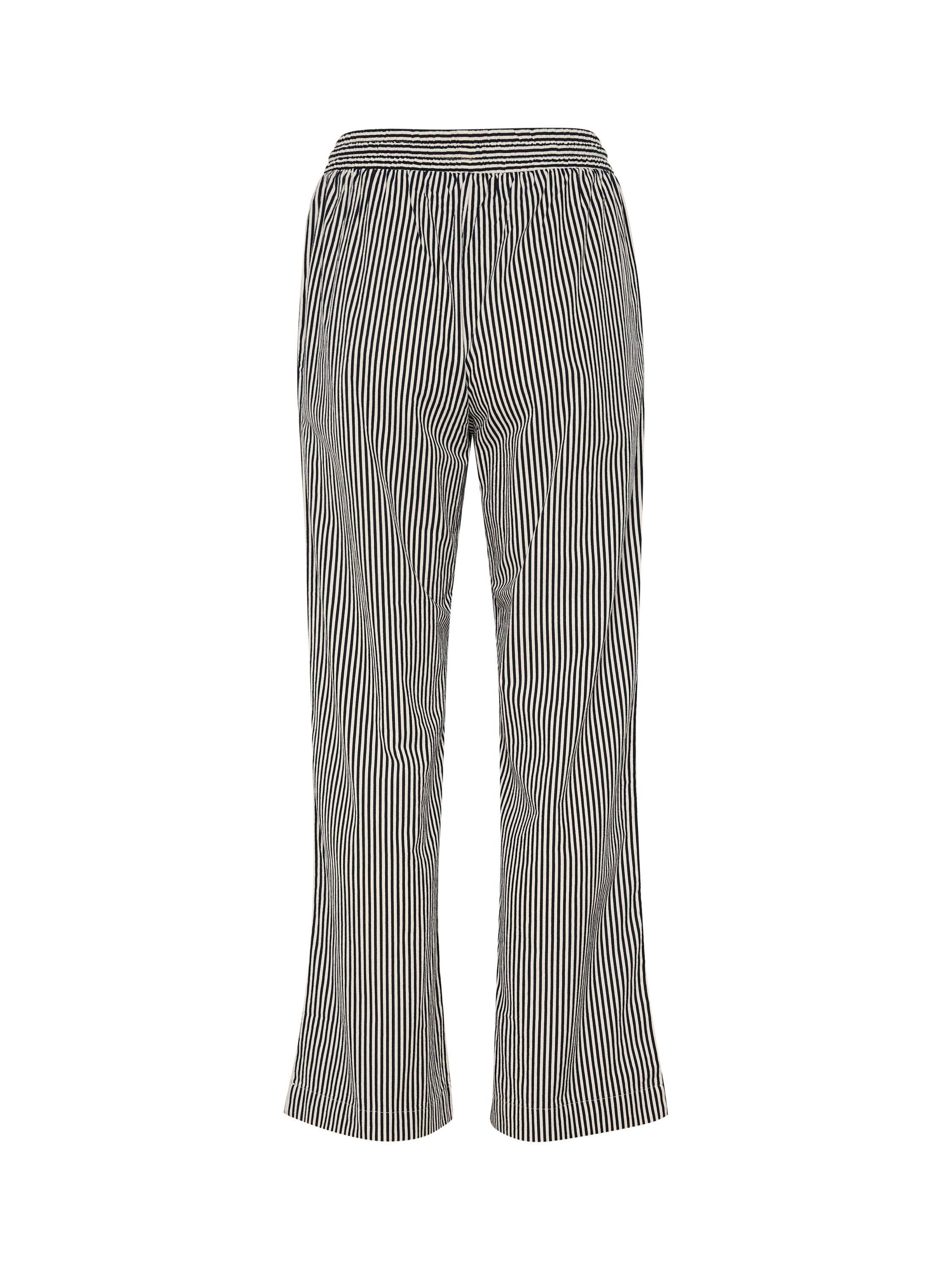 Product image 6 of 6, which shows Saint Tropez ZalindaSZ High-Waisted Cotton Stripe Trousers, Blue/Multi, S