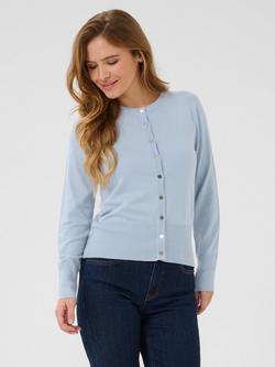 KAFFE Lizza Round Neck Button Cardigan, Soft Chambray