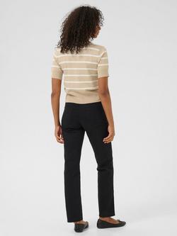 KAFFE Lizza Stripe Short Sleeve Cardigan, Grey/Chalk - view 2, Grey/Chalk