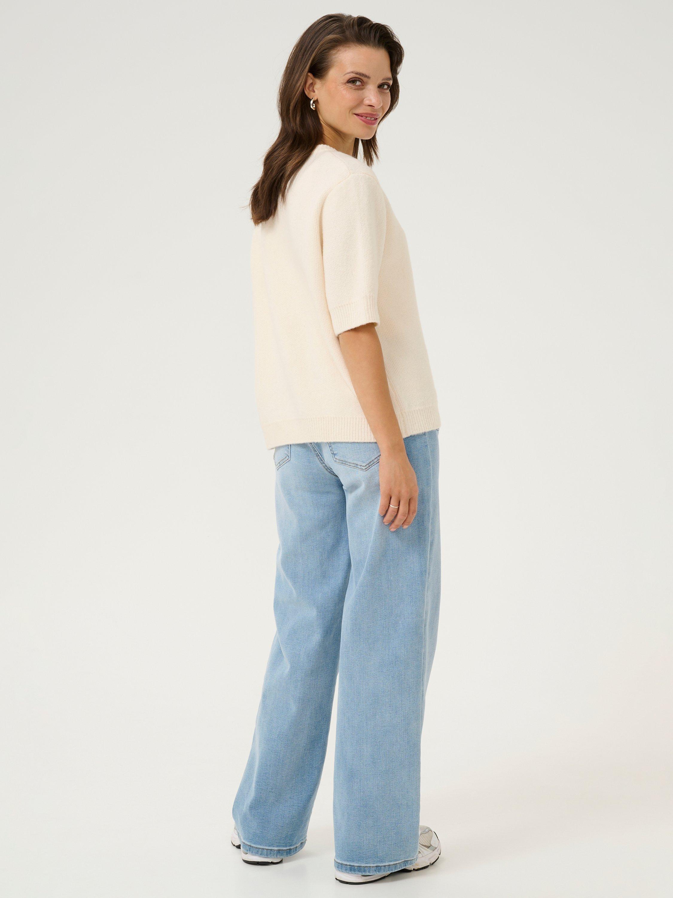 Product image 2 of 6, which shows KAFFE Severina Short Sleeve Knit Cardigan, Chalk, S