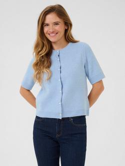 KAFFE Severina Short Sleeve Knit Cardigan, Soft Chambray