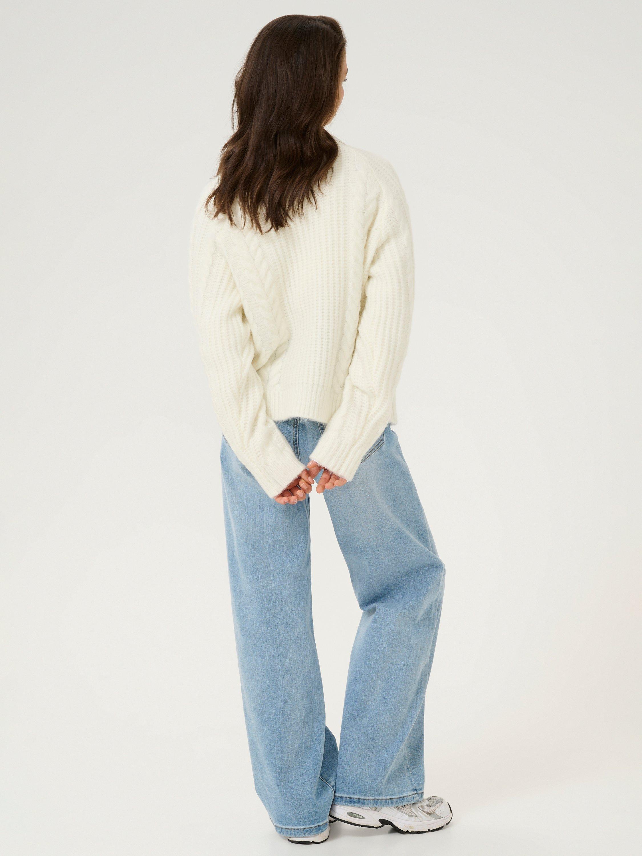Product image 2 of 6, which shows KAFFE Smilla Chunky V-Neck Cardigan, Chalk, XS