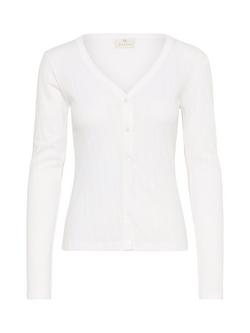 KAFFE Viba Pointelle Knit Cardigan, Chalk, Chalk