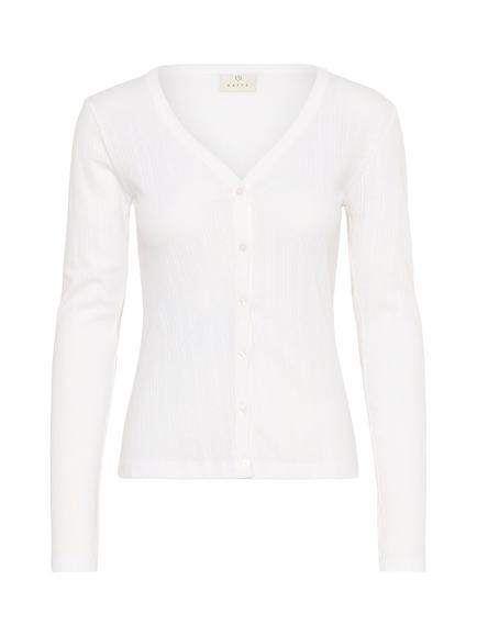 KAFFE Viba Pointelle Knit Cardigan, Chalk, Chalk