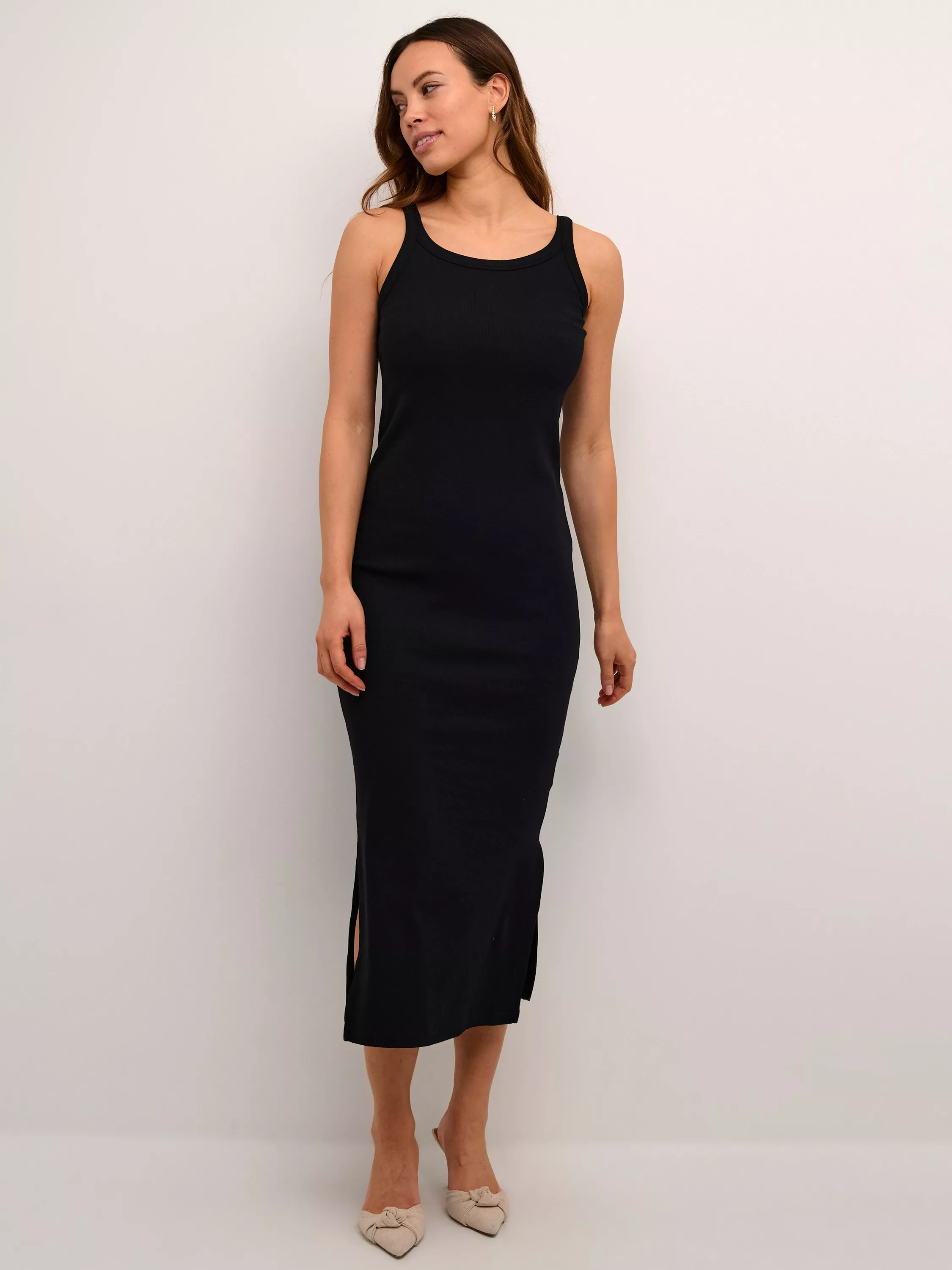 KAFFE Carna Bodycon Midi Dress, Black