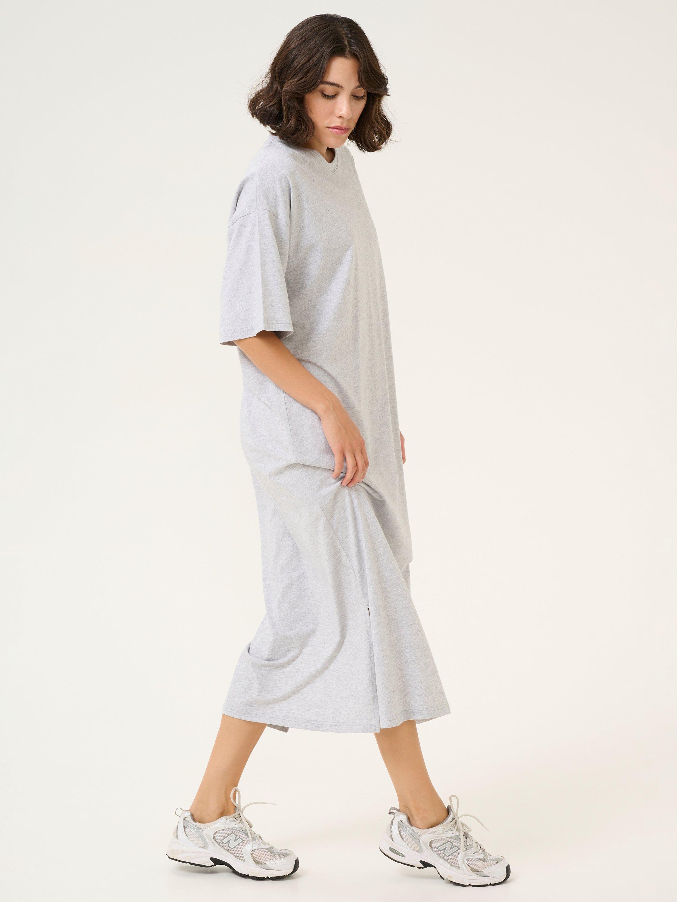 Product image 1 of 5, which shows KAFFE Edna T-Shirt Midi Dress, Mid Grey, XS