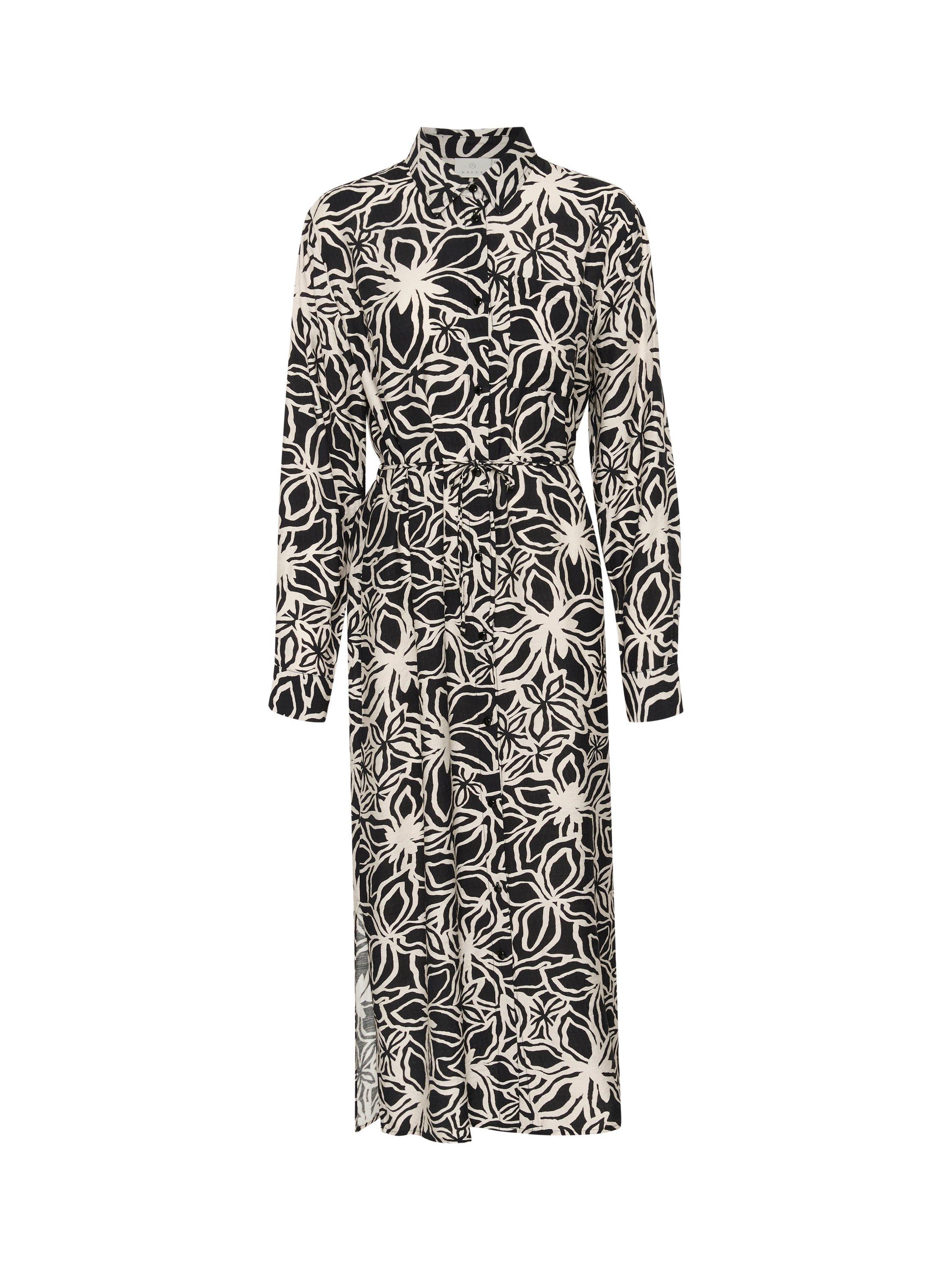 Product image 4 of 5, which shows KAFFE Hannah Floral Midi Dress, Light Beige/Black, 10