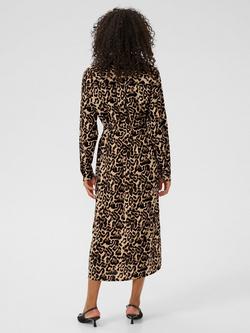 KAFFE Hannah Leopard Print Midi Shirt Dress, Brown/Multi - view 2, Brown/Multi