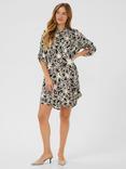 KAFFE Hildur Floral Print Mini Shirt Dress, Black/Multi