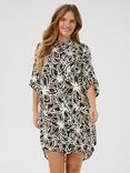 KAFFE Hildur Floral Print Mini Shirt Dress, Black/Multi
