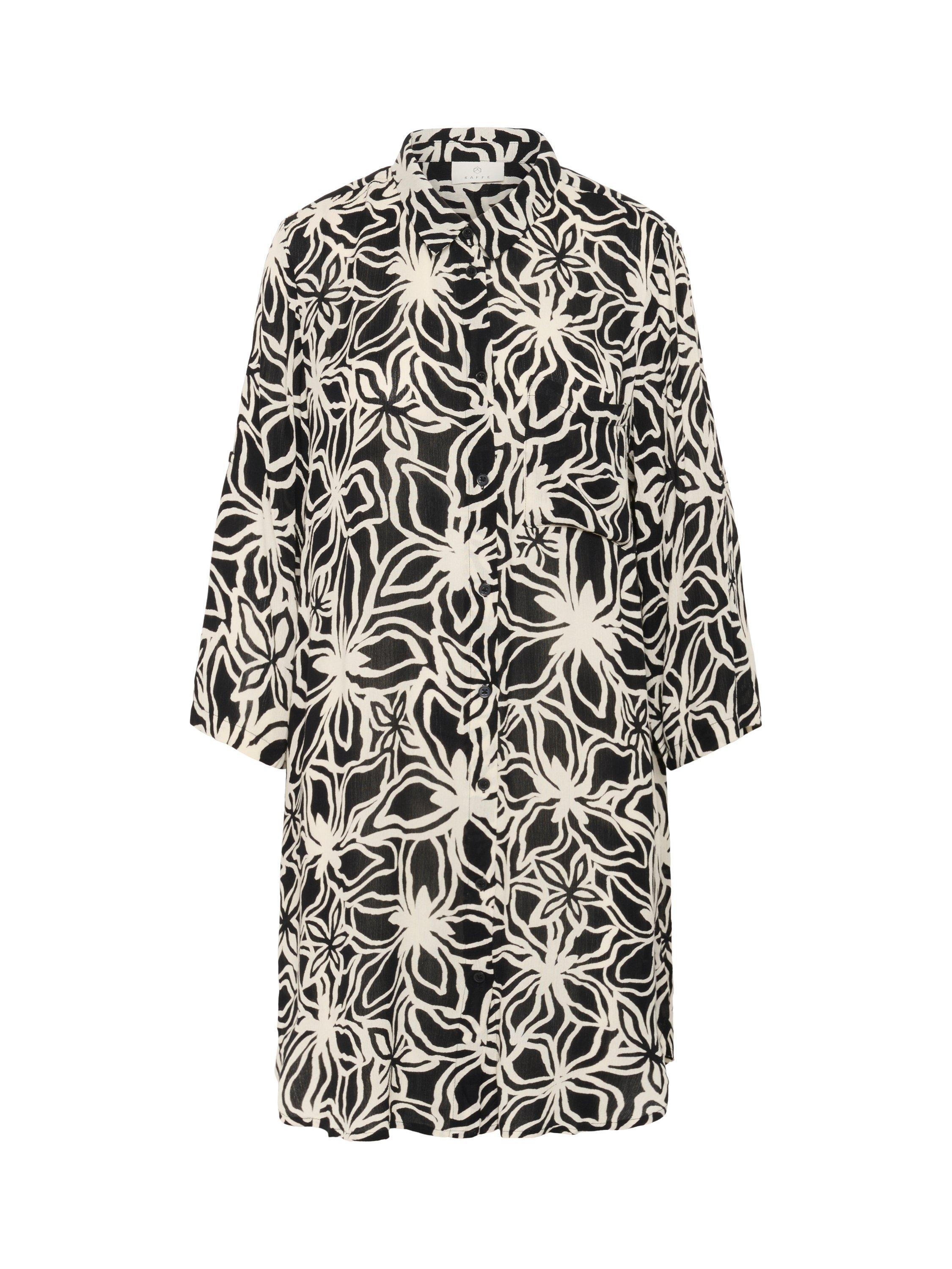 Product image 6 of 6, which shows KAFFE Hildur Floral Print Mini Shirt Dress, Black/Multi, 8