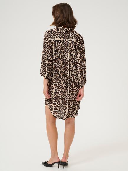 KAFFE Hildur Leopard Print Mini Shirt Dress, Beige Natural - view 2, Beige Natural