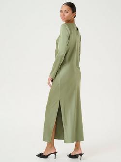 KAFFE Hill Satin A-Line Maxi Dress, Mid Green - view 2, Mid Green
