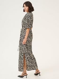 KAFFE Ivanna Zebra Print Dress, Beige/Multi - view 2, Beige/Multi