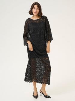 KAFFE Jaiden Lace Overlay Maxi Dress, Black, Black