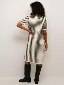 KAFFE Jordie Stripe Knitted Midi T-Shirt Dress, Turtledove - view 2, Turtledove