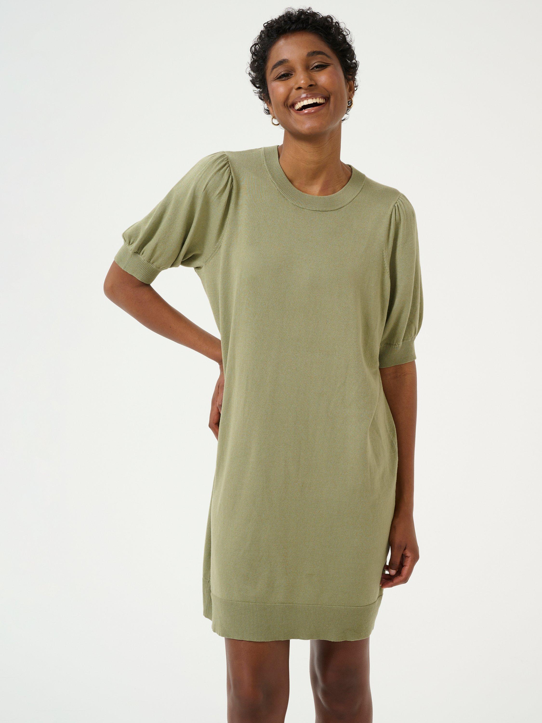Product image 3 of 6, which shows KAFFE Lizza Knitted Jumper Dress, Oil Green, S