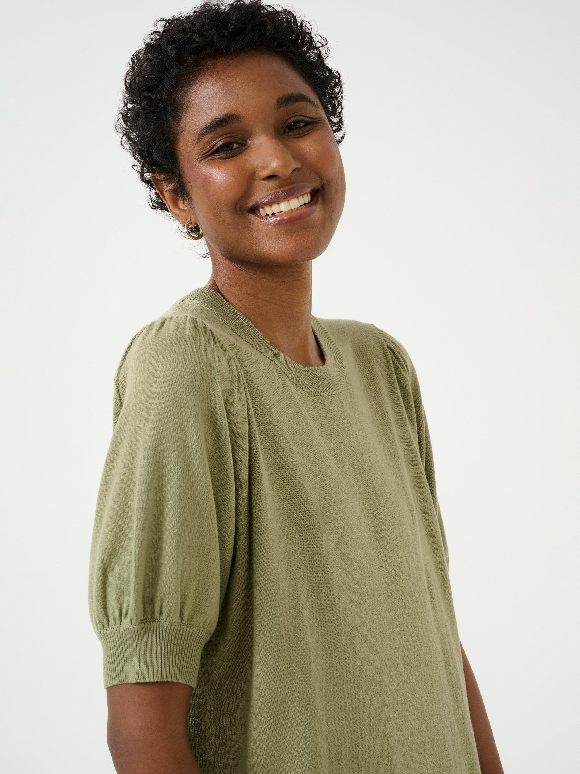 Product image 4 of 6, which shows KAFFE Lizza Knitted Jumper Dress, Oil Green, S
