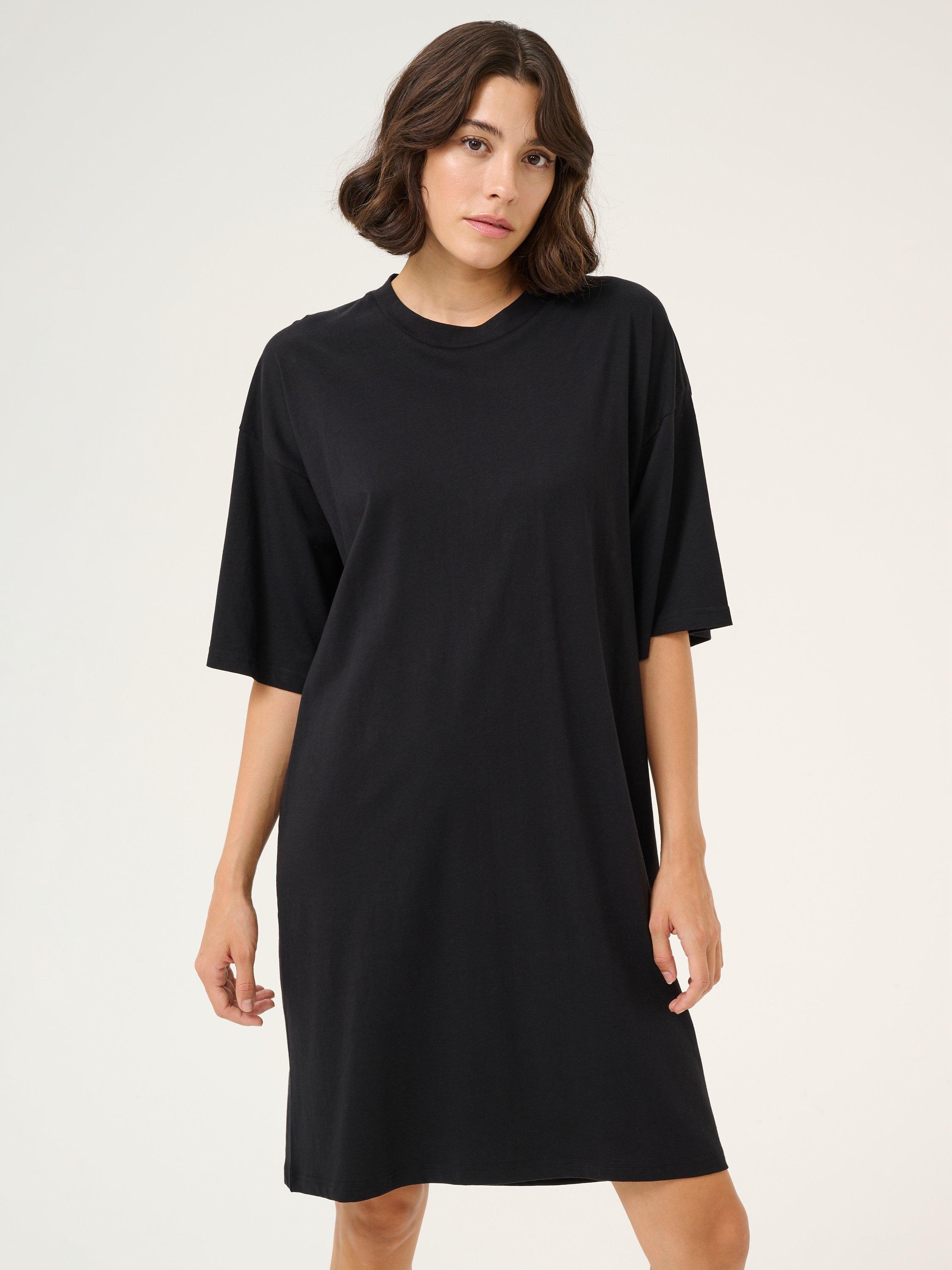 Product image 2 of 5, which shows KAFFE Maibritt Cotton Twist Back Mini T-Shirt Dress, Black, XS