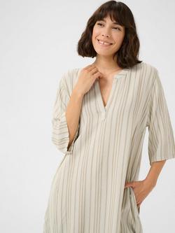 KAFFE Milia Stripe Kaftan Dress, Beige - view 2, Beige