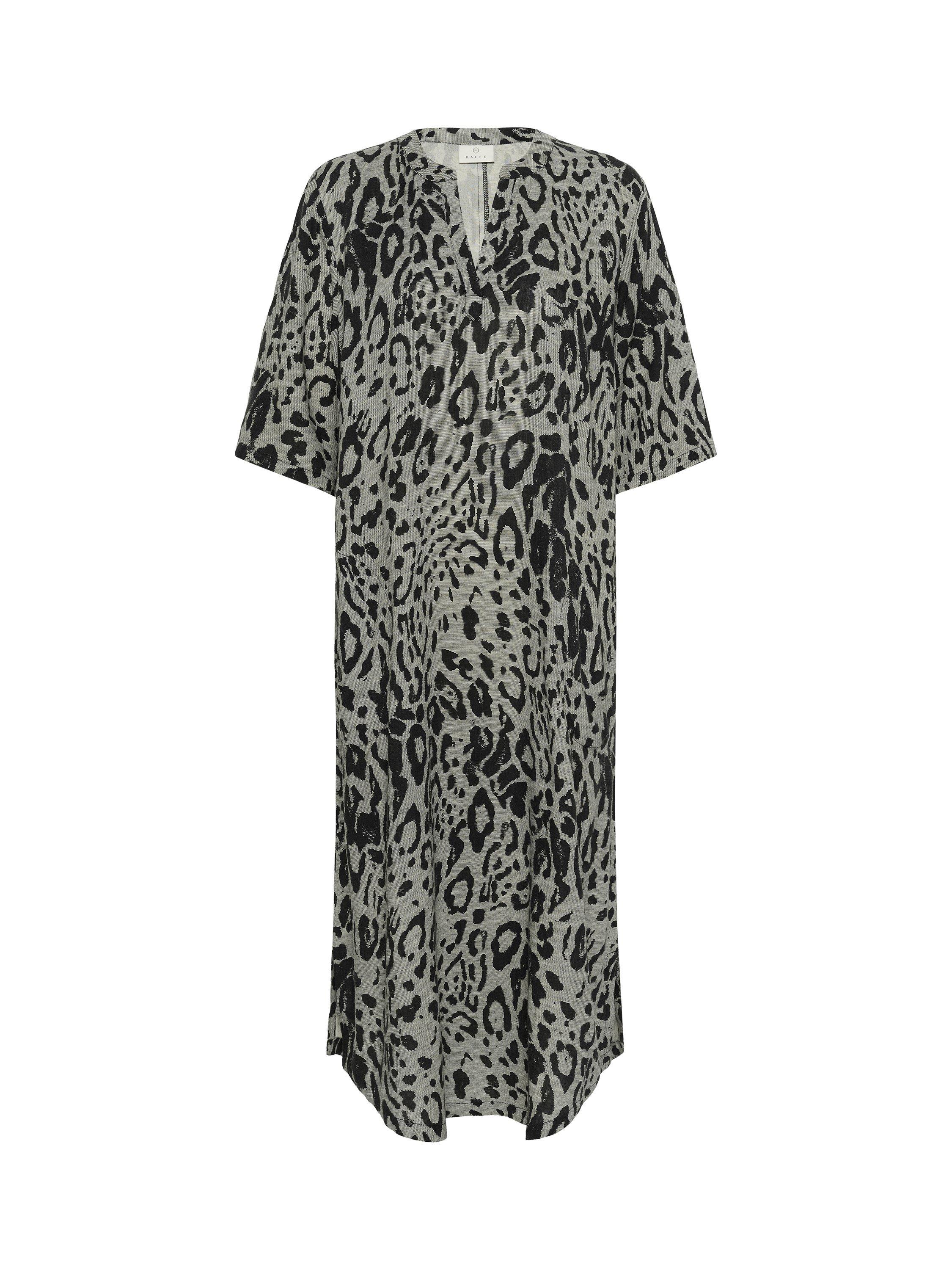 Product image 4 of 5, which shows KAFFE Milia Animal Print Kaftan Dress, Black/Multi, 8
