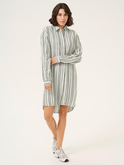 KAFFE Milia Stripe Shirt Dress, Beige, Beige