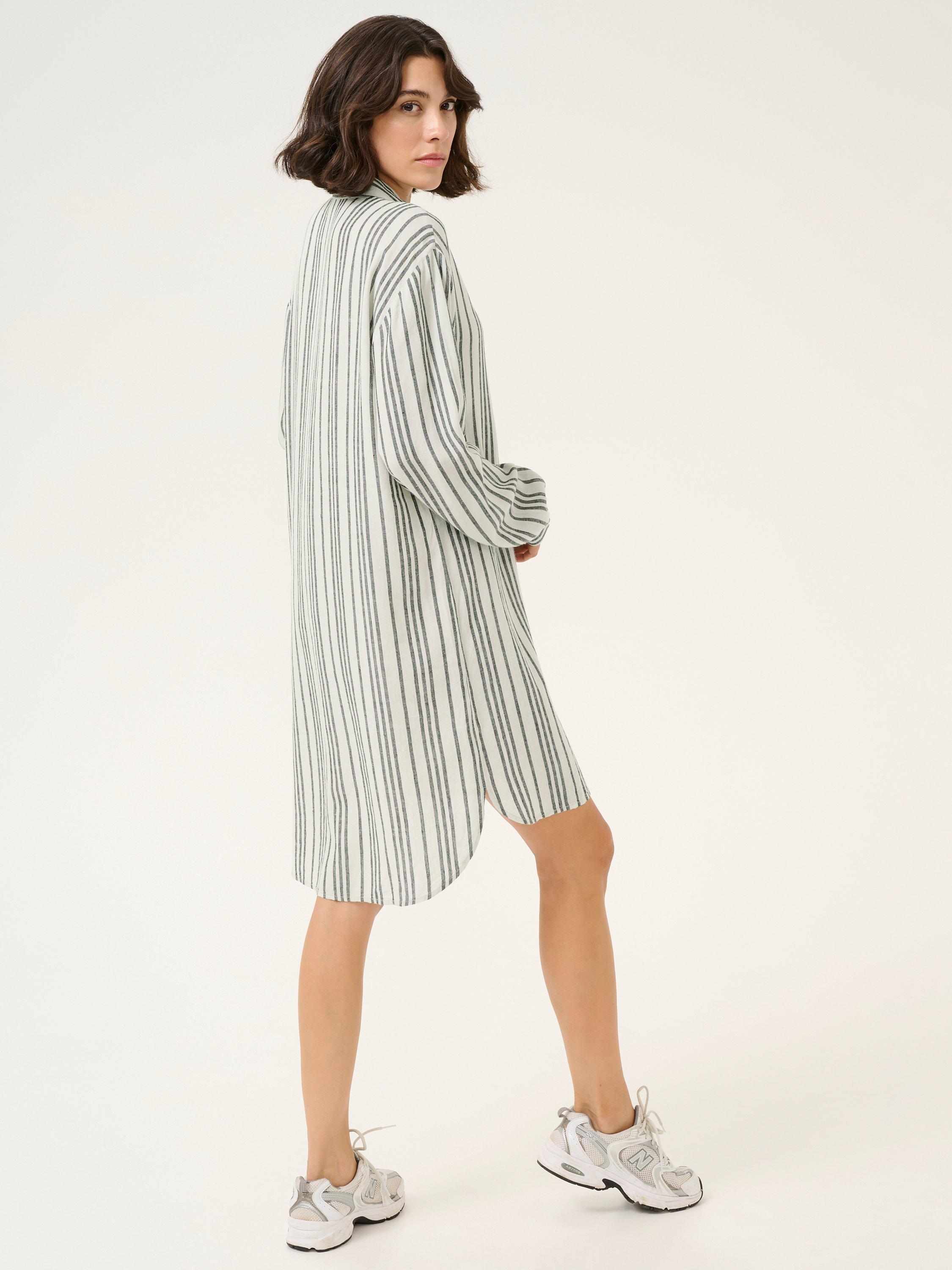Product image 2 of 6, which shows KAFFE Milia Stripe Shirt Dress, Beige, 8