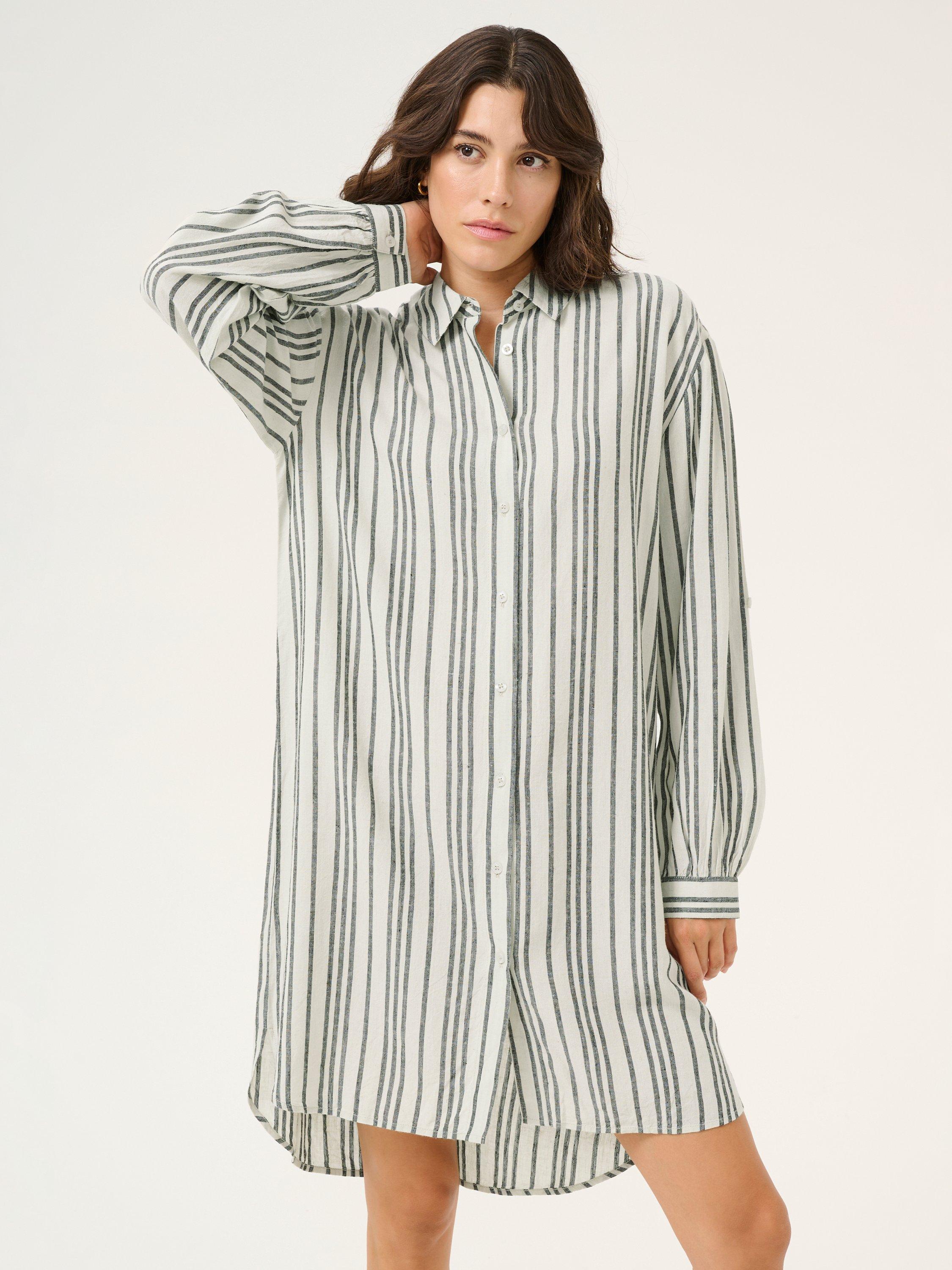 Product image 3 of 6, which shows KAFFE Milia Stripe Shirt Dress, Beige, 8